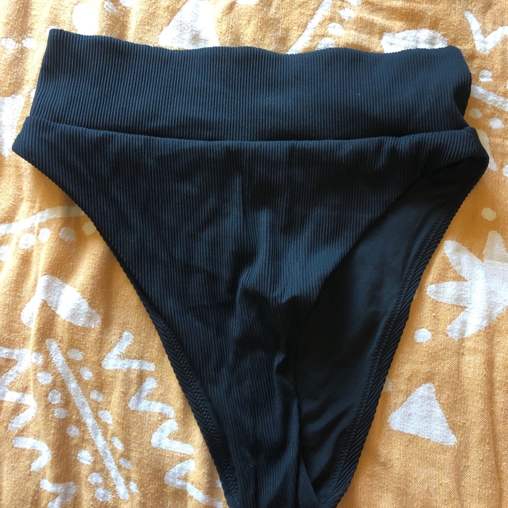 High-Waisted Cheeky Black Swim Bottoms